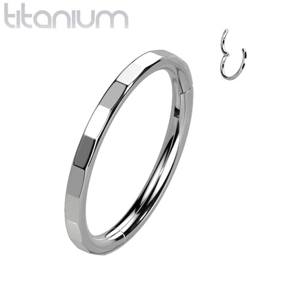 Titanium 16 Gauge Hinged Segment Ring with Faceted Rectangles - photo 3