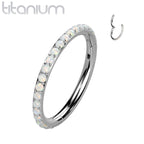 Titanium Hinged Segment Hoop Ring 16 Gauge & Outward Facing Opals - Kruelty - Photo 6