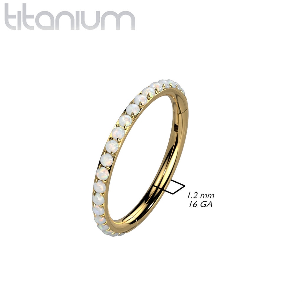 Titanium Hinged Segment Hoop Ring 16 Gauge & Outward Facing Opals - Kruelty - Photo 2