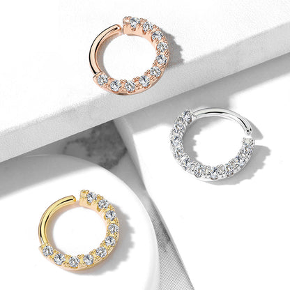 Surgical Steel 16 Gauge Front Facing Paved CZ Bendable Hoop - photo 4