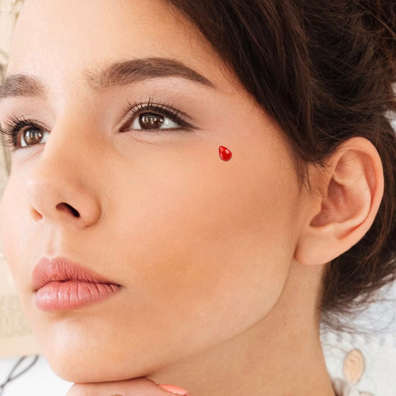 Surgical Steel Dermal Top 14 Gauge Red Blood Tear Drop - Kruelty - Photo 2