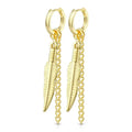 Surgical Steel Hoop Earring 18 Gauge Dangle Feather Chain - Pair - Kruelty - Photo 6