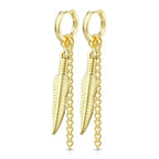 Surgical Steel Hoop Earring 18 Gauge Dangle Feather Chain - Pair - Kruelty - Photo 6