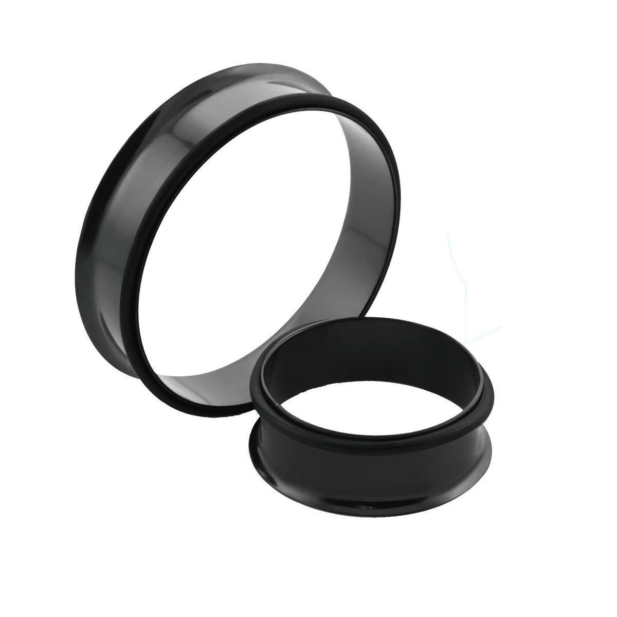 Surgical Steel 1 to 2 Inch Black PVD Single Flare Tunnels - Pair - photo 2