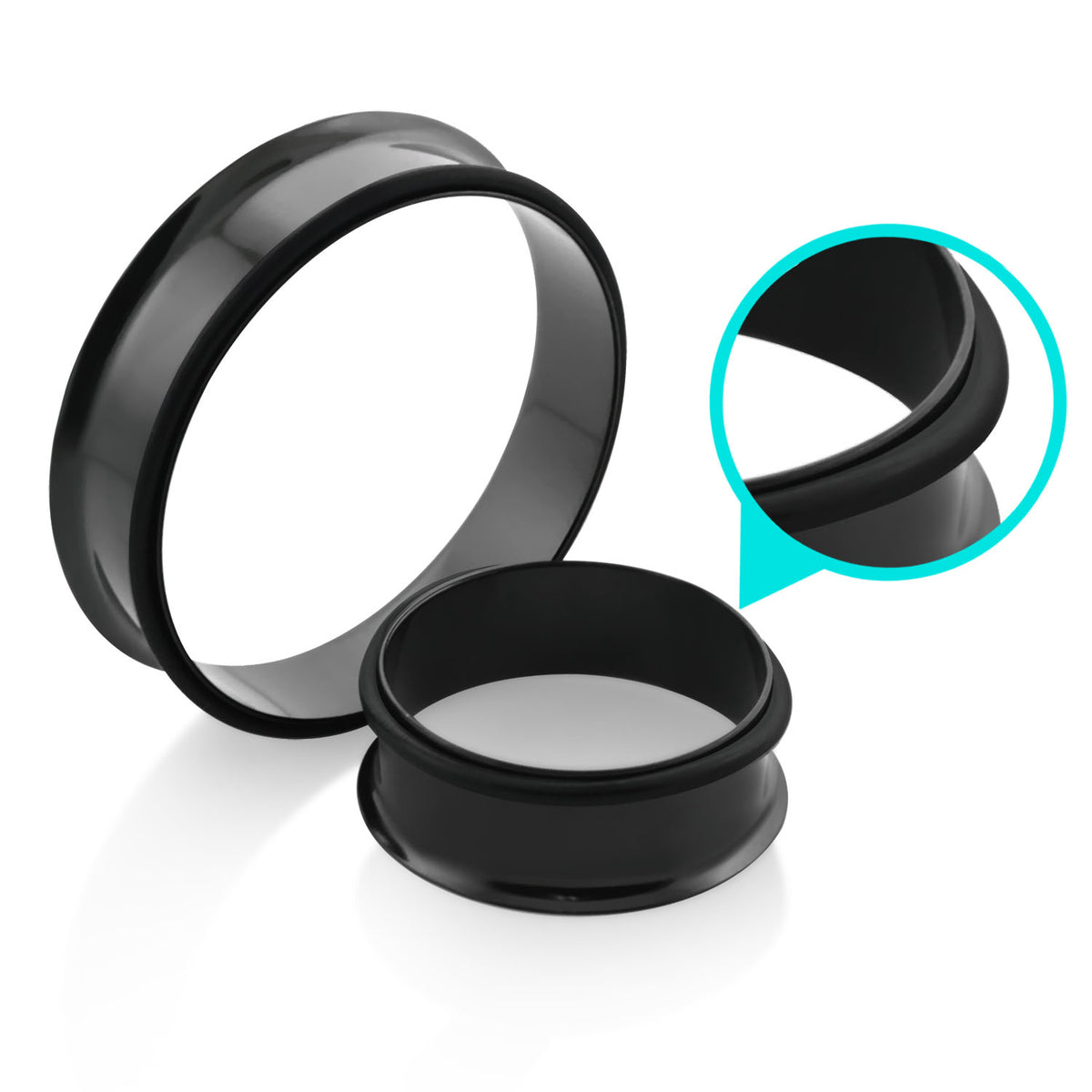 Surgical Steel 1 to 2 Inch Black PVD Single Flare Tunnels - Pair