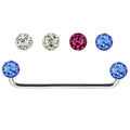 Surgical Steel 14 Gauge Staple Surface Barbell with Ferido Gem Balls