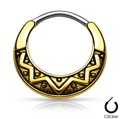 Surgical Steel 16 Gauge Two Tone Dotted Septum Clicker Hoop - photo 6