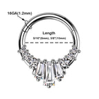 Surgical Steel Hinged Segment Ring 16 Gauge Baguette CZ Fan - Kruelty - Photo 6