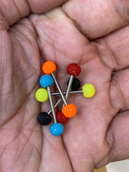 Surgical Steel & Acrylic Tongue Barbells Textured Balls - 5 Pack