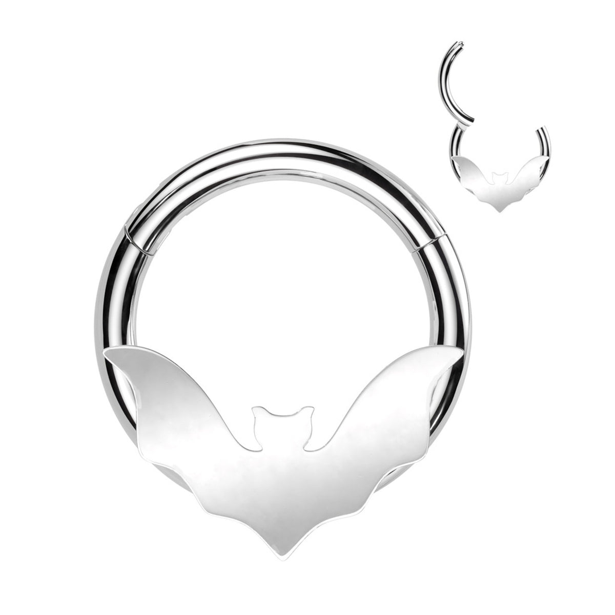 Surgical Steel Hinged Segment Ring 16 Gauge with Bat Wings - Kruelty - Photo 6