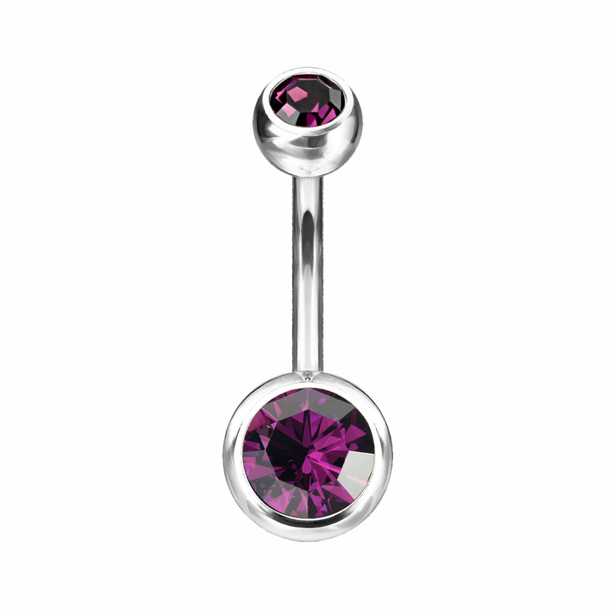 Titanium Belly Ring 14 Gauge 7/16" (11 mm) & Color CZ Gems - Kruelty - Photo 2