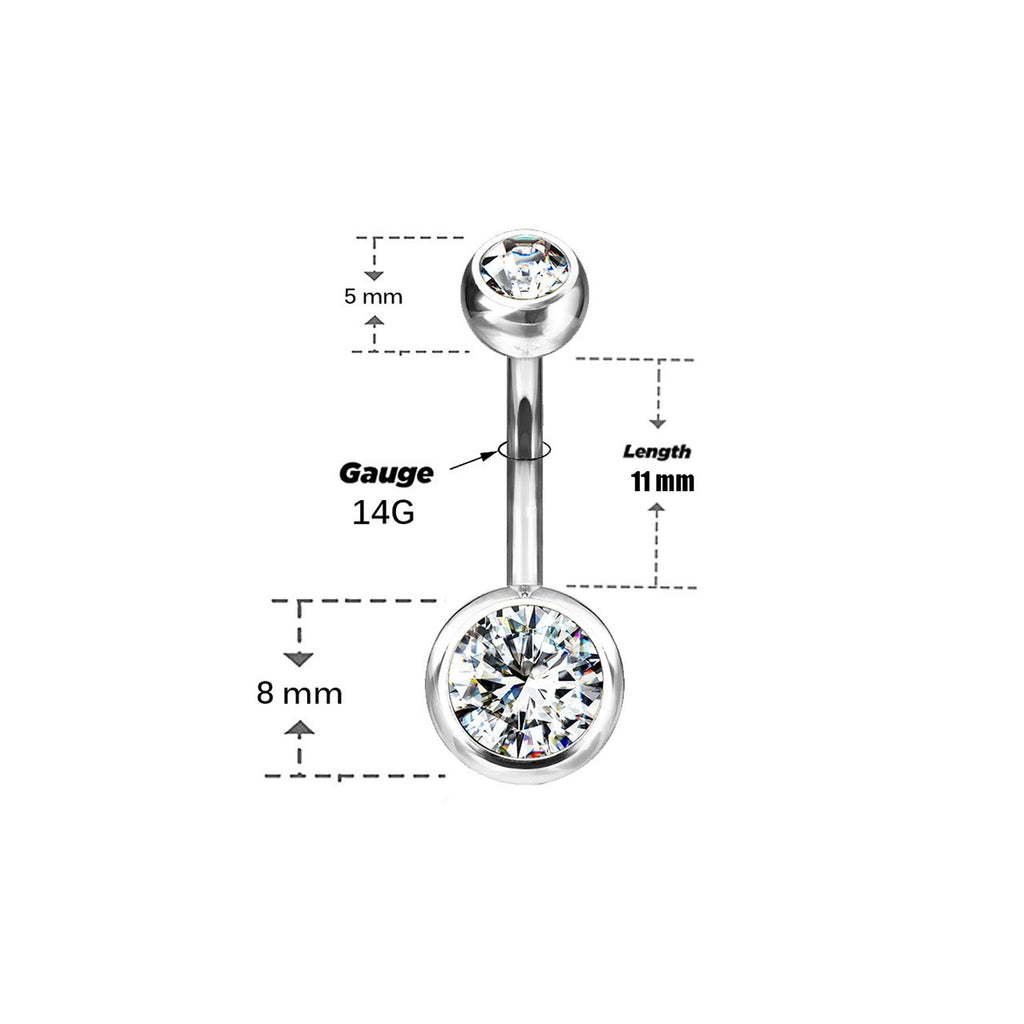 Titanium Belly Ring 14 Gauge 7/16" (11 mm) & Color CZ Gems - Kruelty - Photo 14