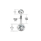 Titanium Belly Ring 14 Gauge 7/16" (11 mm) & Color CZ Gems - Kruelty - Photo 14
