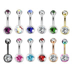 Titanium Belly Ring 14 Gauge 7/16" (11 mm) & Color CZ Gems - Kruelty