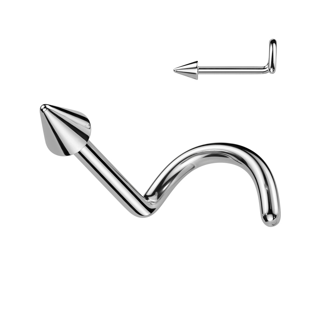 Titanium Nose Ring Screw Stud 20 & 18 Gauge 1/4" 6 mm Spike End - Kruelty - Photo 7