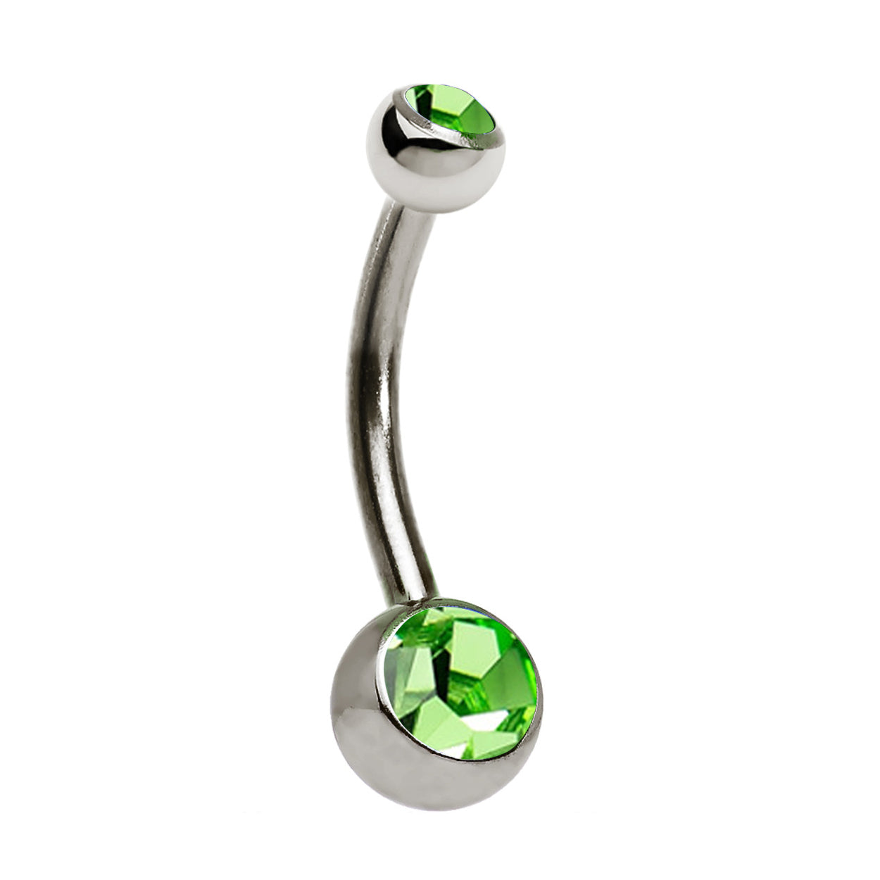 Titanium Belly Ring 14 Gauge 1/2" (12 MM) & Double Color CZ Gems