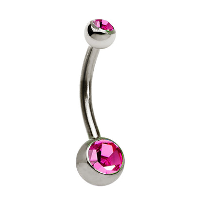 Titanium Belly Ring 14 Gauge 1/2" (12 MM) & Double Color CZ Gems