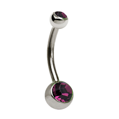 Titanium Belly Ring 14 Gauge 1/2" (12 MM) & Double Color CZ Gems