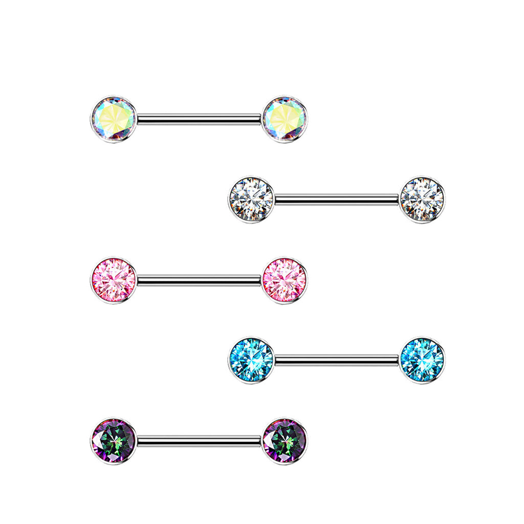 Surgical Steel Nipple Ring Barbell 14 Gauge Internally Threaded - Pair - Kruelty