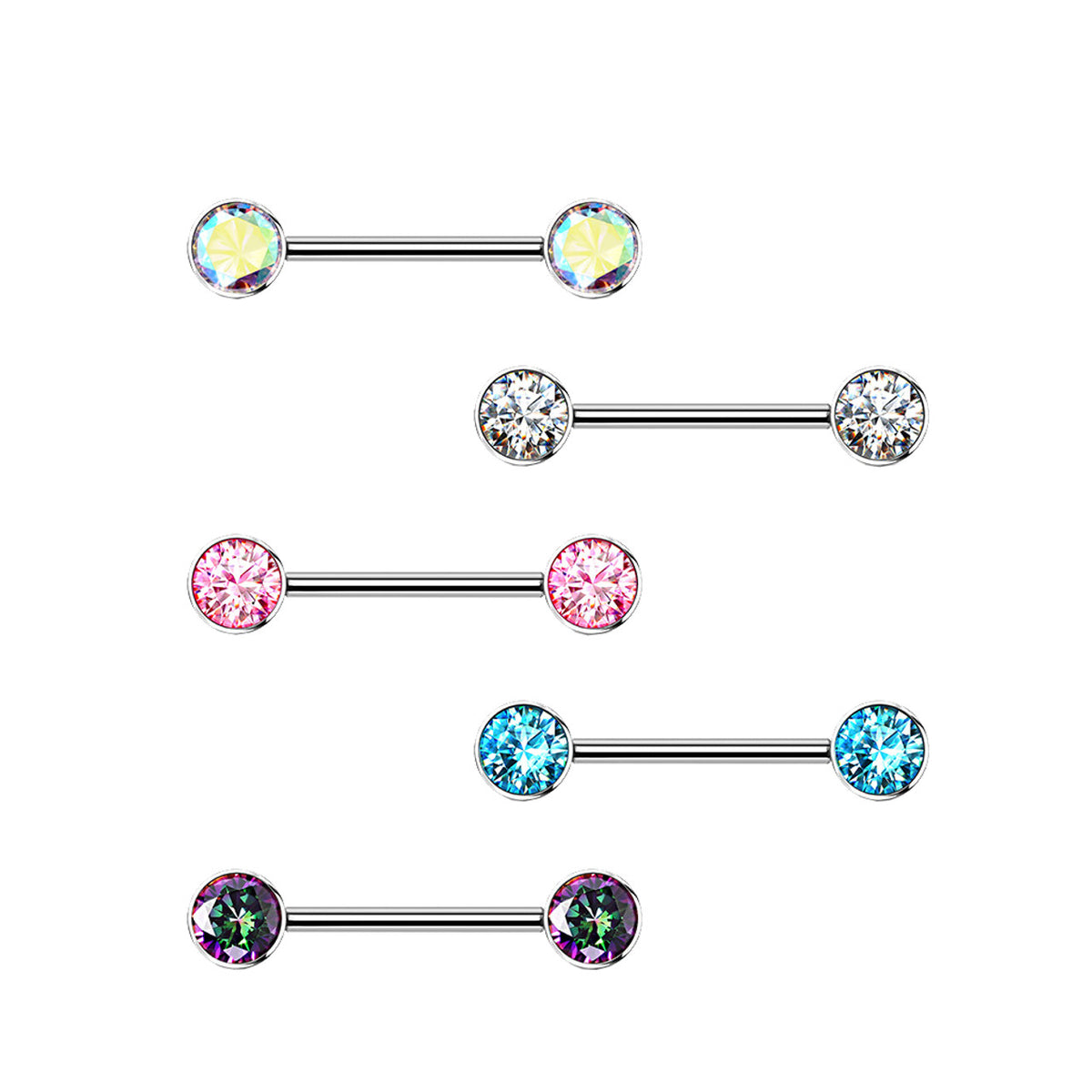 Surgical Steel Nipple Ring Barbell 14 Gauge Internally Threaded - Pair - Kruelty