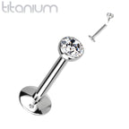 Titanium Monroe Labret Stud Ring 18 & 16 Gauge Internally Threaded Gem - Kruelty - Photo 3