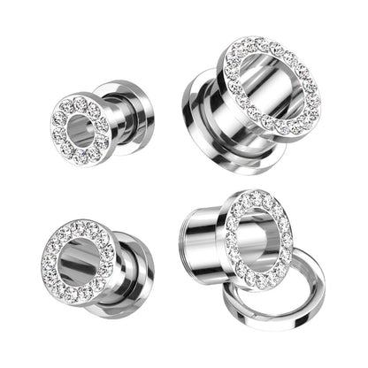 Titanium Double Flared Screw Fit Plug Ear Tunnel 2 to 1/2" Gauge - Set