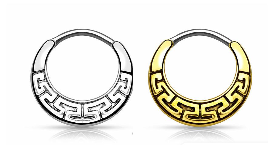 Surgical Steel 16 Gauge Septum Clicker with Tribal Design