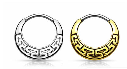 Surgical Steel 16 Gauge Septum Clicker with Tribal Design