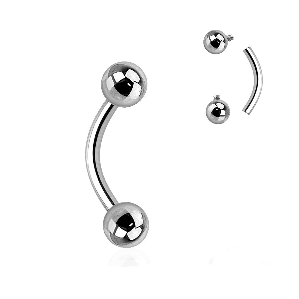 Titanium 14 Gauge Curved Barbell with 4mm Ball - 5/16 Inch