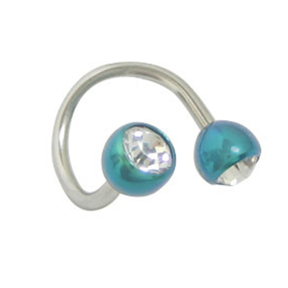 Titanium 14 Gauge Twister Spiral Ring with CZ Ball