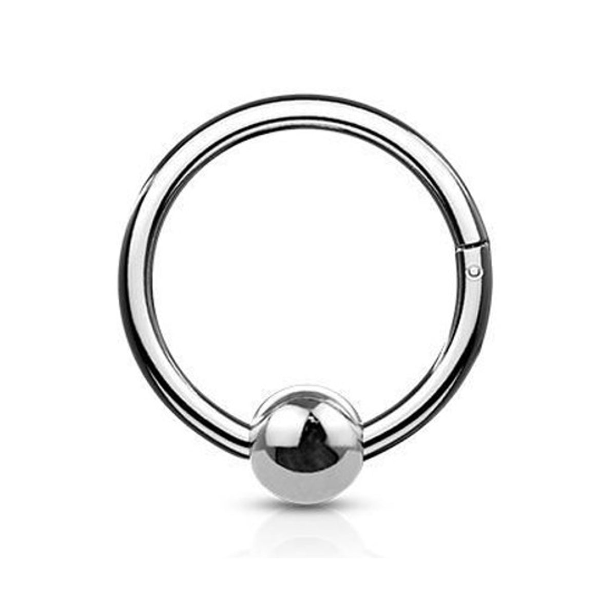 Surgical Steel Hinged Segment Ring 18 & 16 Gauge with Fixed Ball - Kruelty - Photo 7