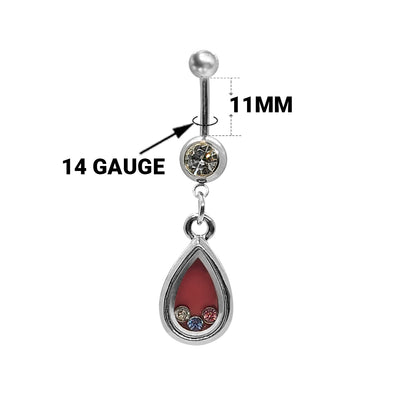 Surgical Steel 14 Gauge Belly Ring with Floating CZ Capsule Dangle - photo 6