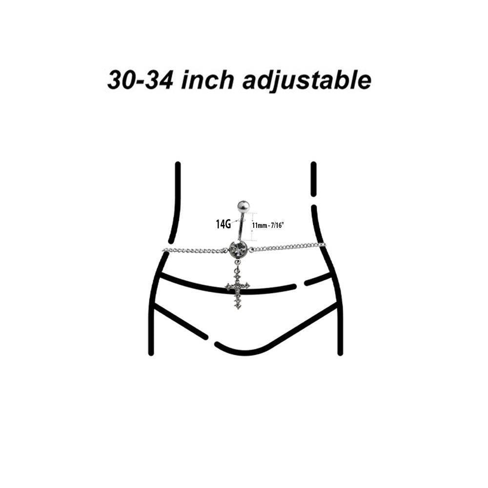 Surgical Steel Small CZ Belly Chain Belly Button Ring