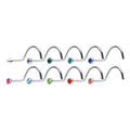 Surgical Steel 18 Gauge L Bend CZ Nose Rings - 10 Pack