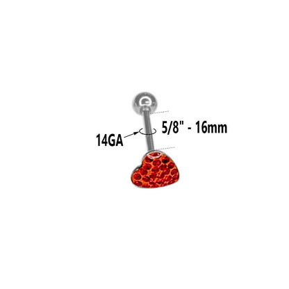 Surgical Steel 14 Gauge Tongue Barbell with Heart Paved CZ - photo 6