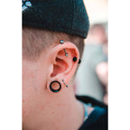 Black Ion Plated Surgical Steel Single Flare Ear Plugs - Pair