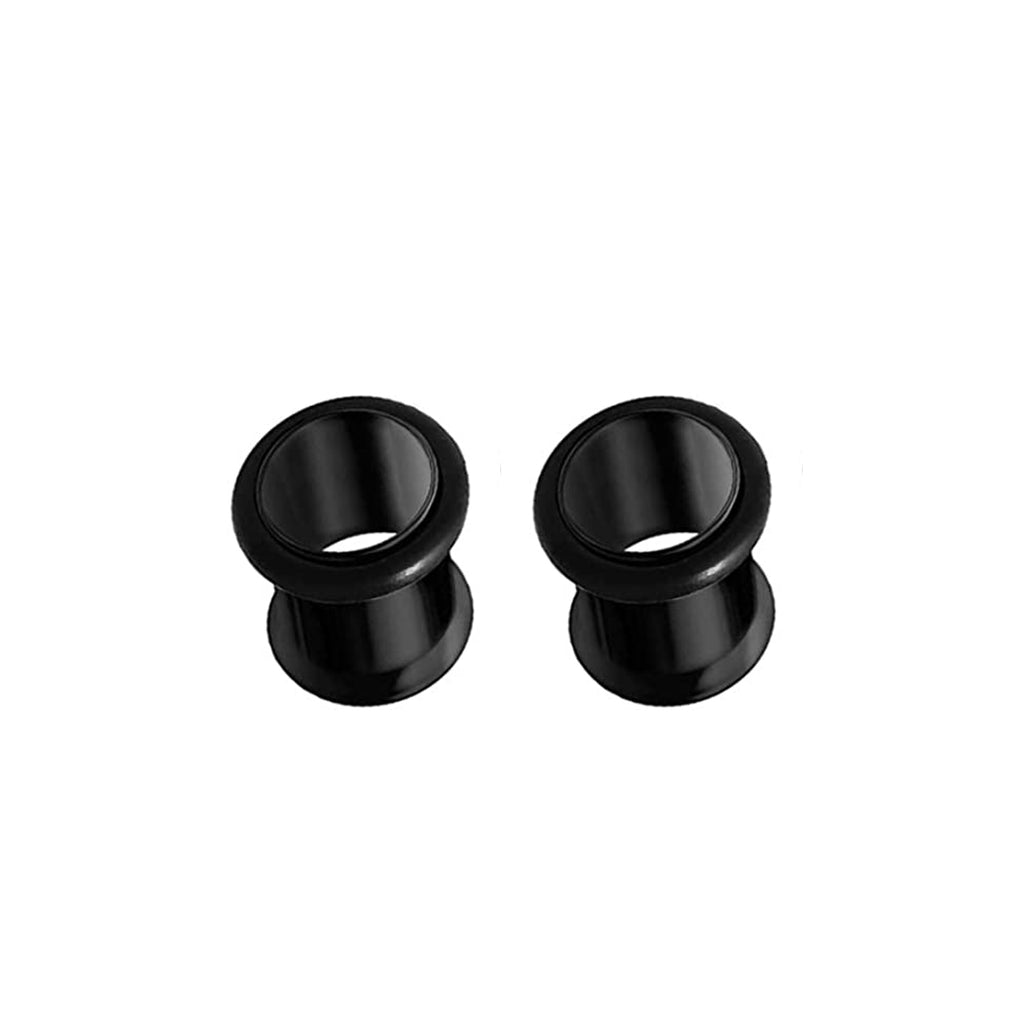 Black Ion Plated Surgical Steel Single Flare Ear Plugs - Pair