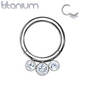 Titanium Hinged Segment Hoop Septum Ring 16 Gauge 3 Forward Gems - Kruelty