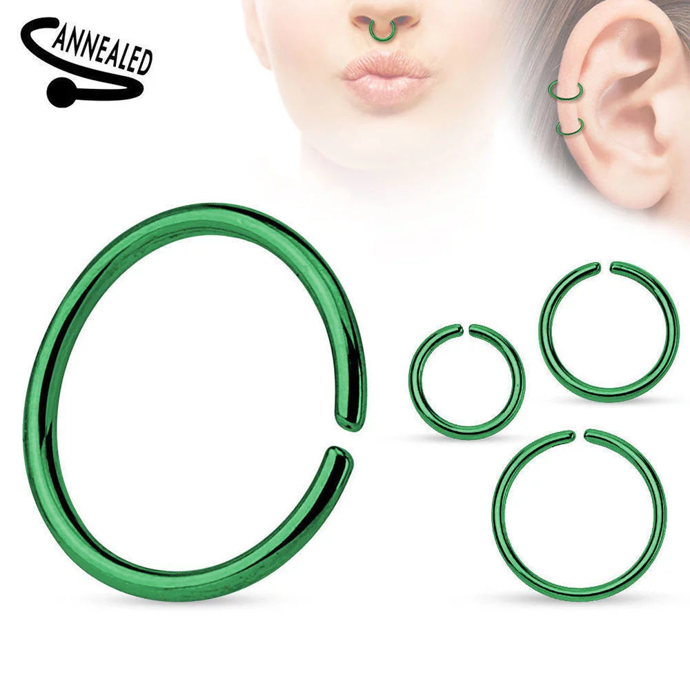 Surgical Steel Seamless Bendable Nose Hoop Ring 20 & 18 Gauge Anodized - Kruelty - Photo 7