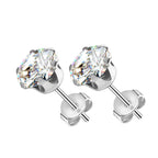 Surgical Steel 20 Gauge Cubic Zirconia Stud Earrings - Pair