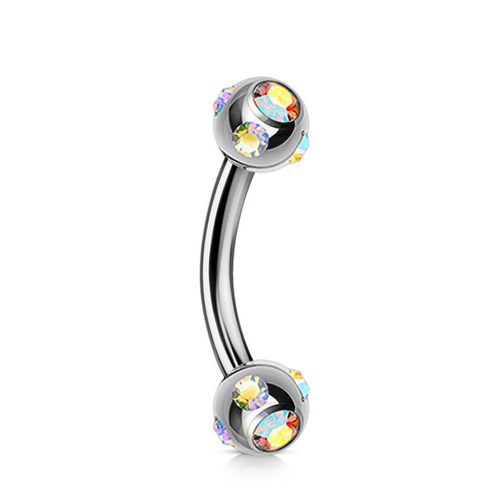 Surgical Steel 16 Gauge Curved Barbell with CZ Disco Ball - photo 4