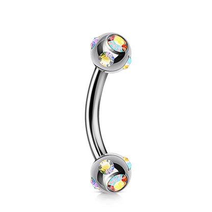 Surgical Steel 16 Gauge Curved Barbell with CZ Disco Ball - photo 4