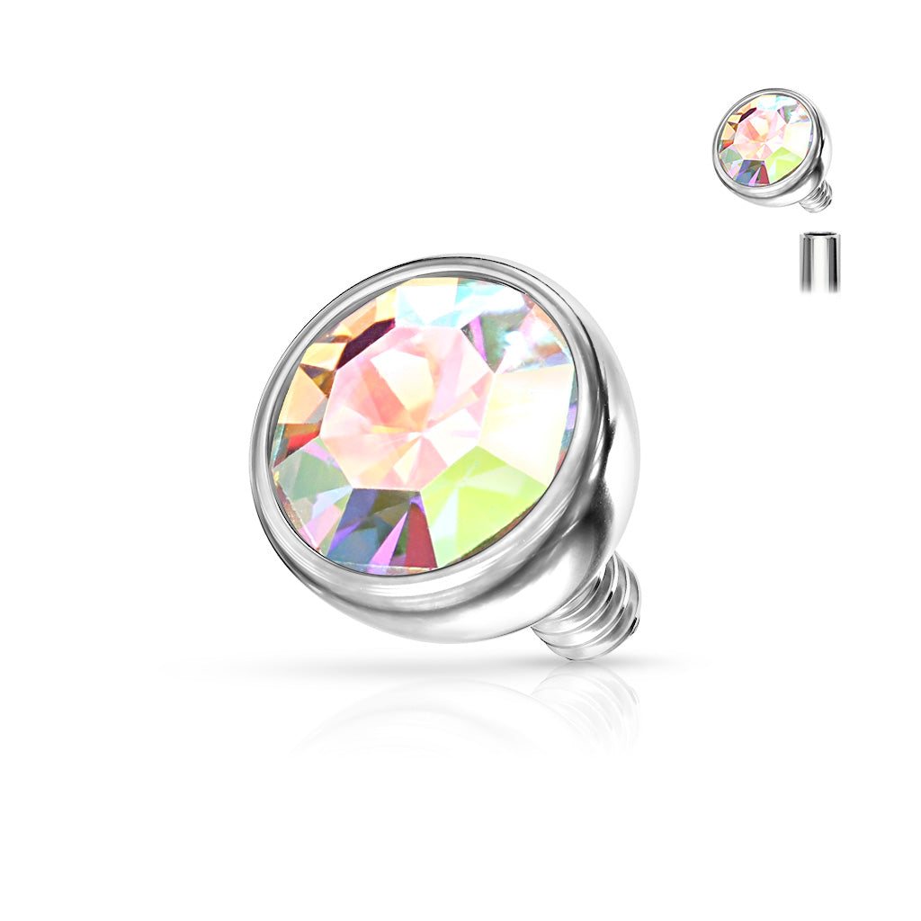 Surgical Steel Dermal Anchor Top 16G 3mm & 4mm with Bezel CZ - photo 3