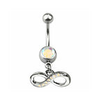 Surgical Steel 14 Gauge Dangling Infinity Paved CZ Belly Ring 11mm