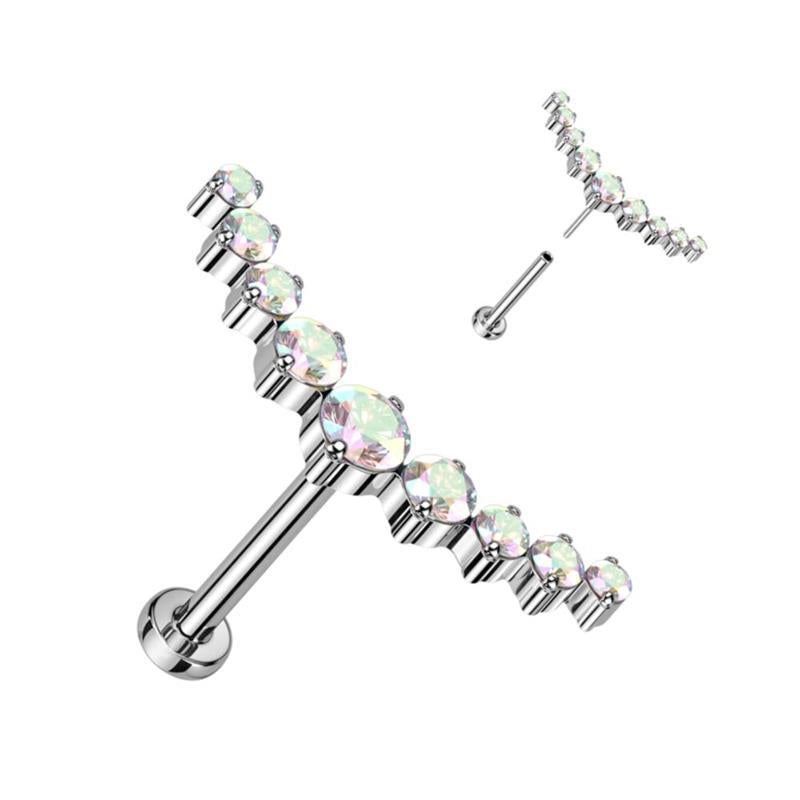 Titanium 18 Gauge Curved CZ Climber Flat Back Labret Stud - photo 7
