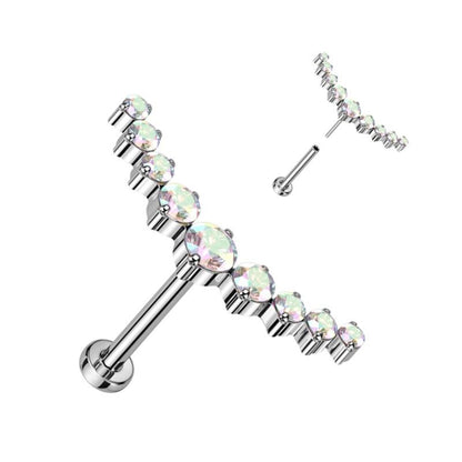 Titanium 18 Gauge Curved CZ Climber Flat Back Labret Stud - photo 7