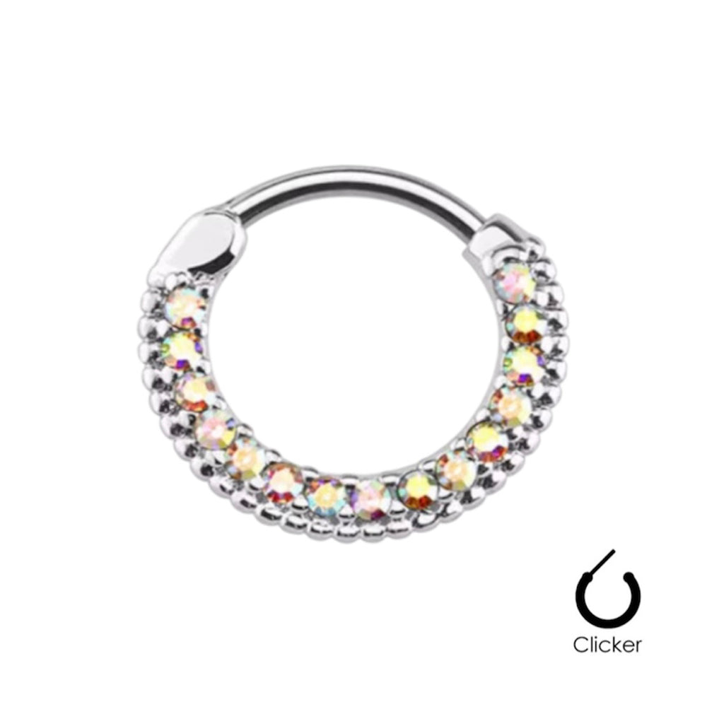 Surgical Steel 16 Gauge Septum Clicker Hoop with Paved CZ - photo 4