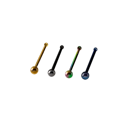 Anodized Titanium Nose Bone with Ball 20 Gauge 6mm