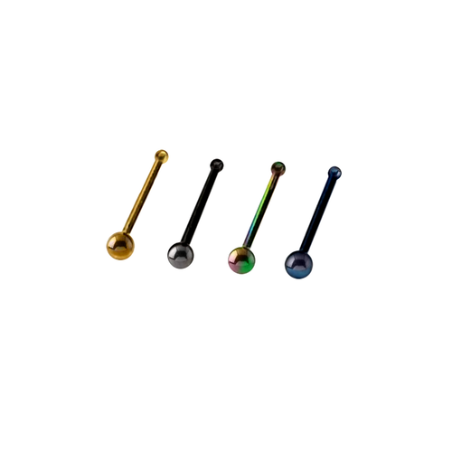 Anodized Titanium Nose Bone with Ball 20 Gauge 6mm