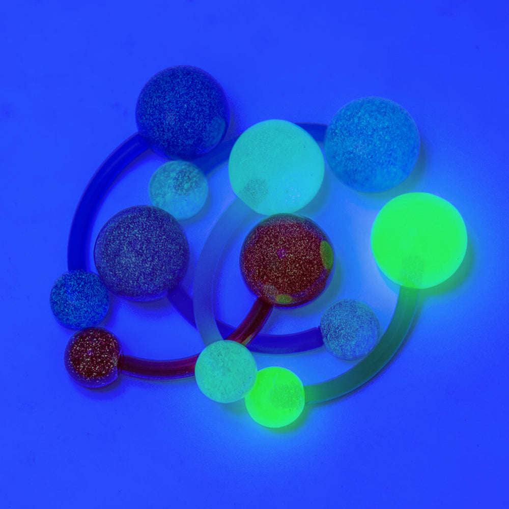 Acrylic UV Glow Belly Button Rings 14G 10mm - 6 Pack - photo 3